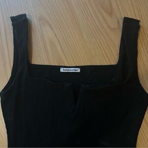 Reformation Black Ribbed Tank Top